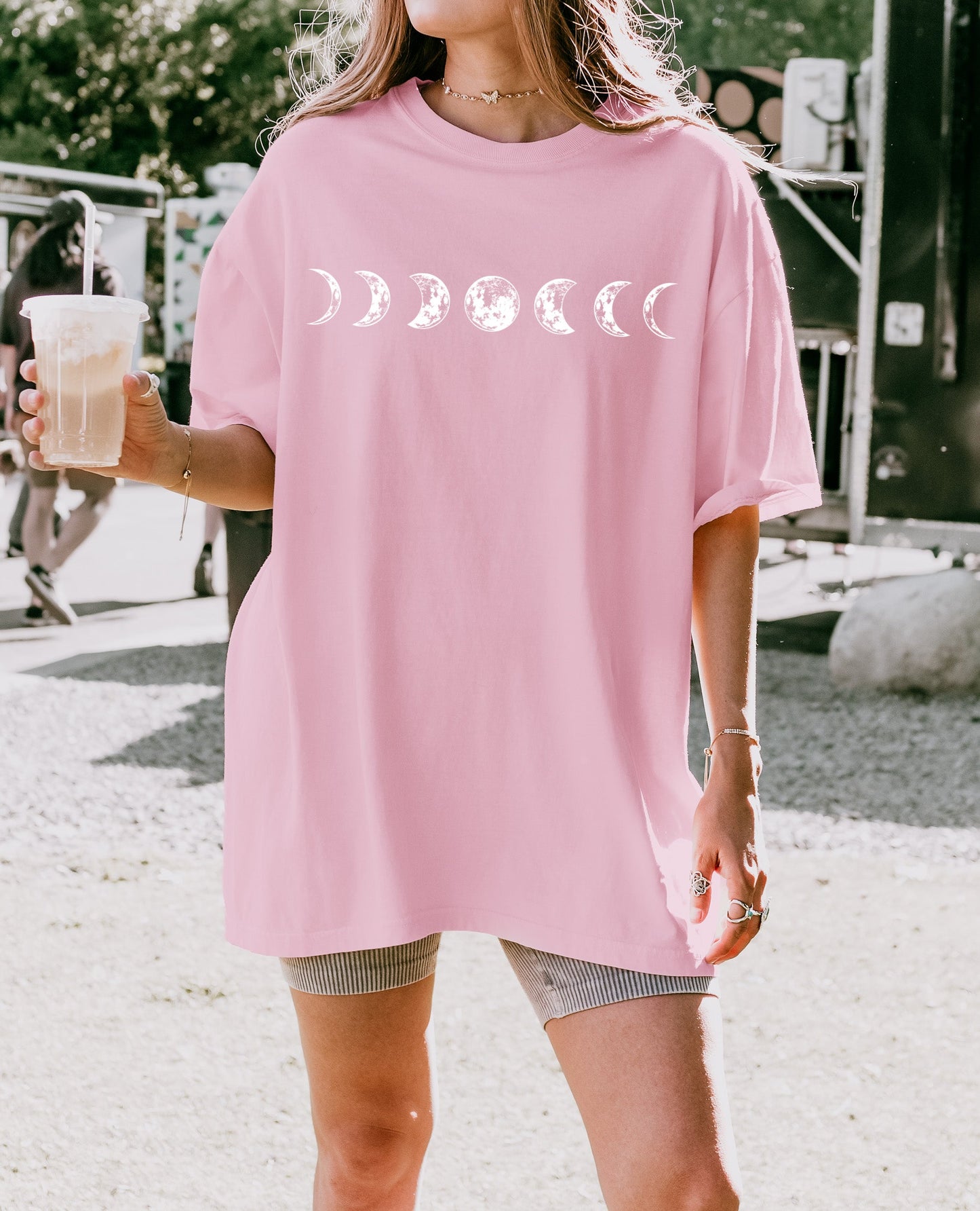 Moon Phase Nature Summer Vacation Camping Garment Dyed T Shirt