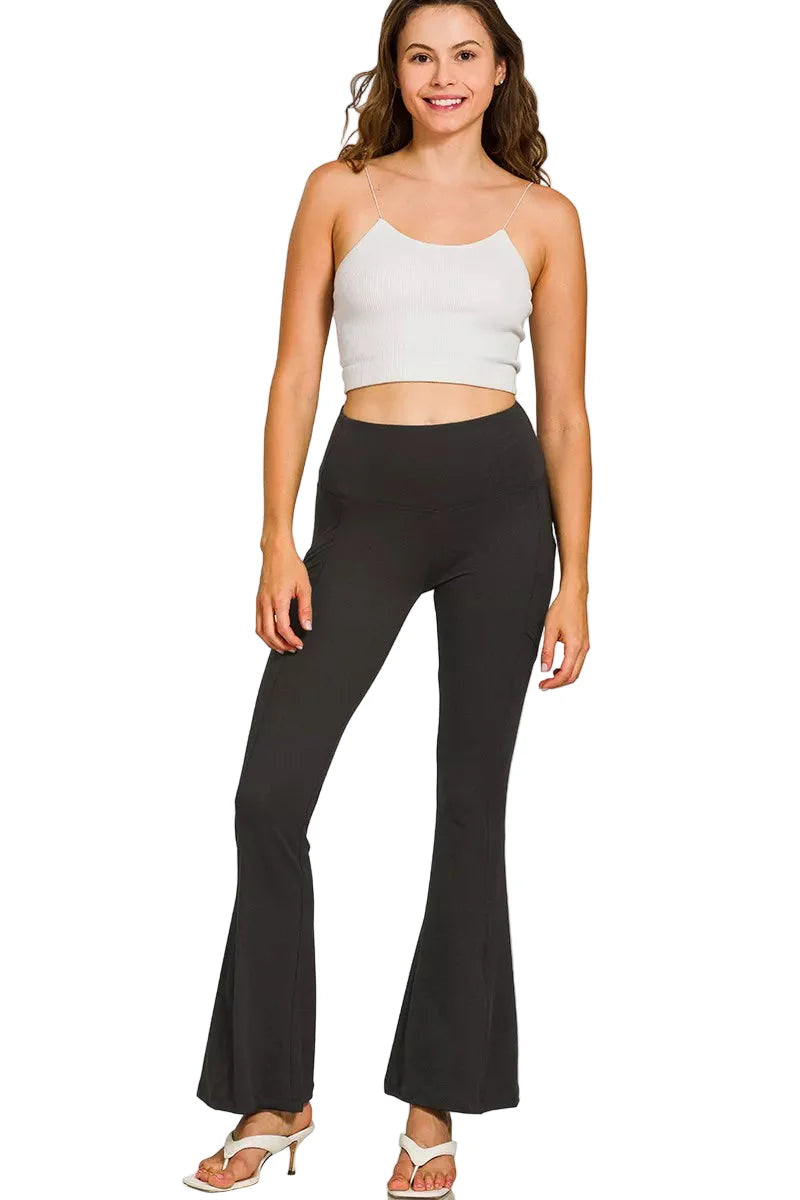 Zenana Brushed Dty Microfiber Flare Pants