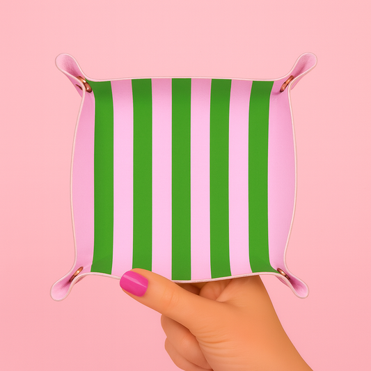 Trinket Tray Catchall in Green & Pink