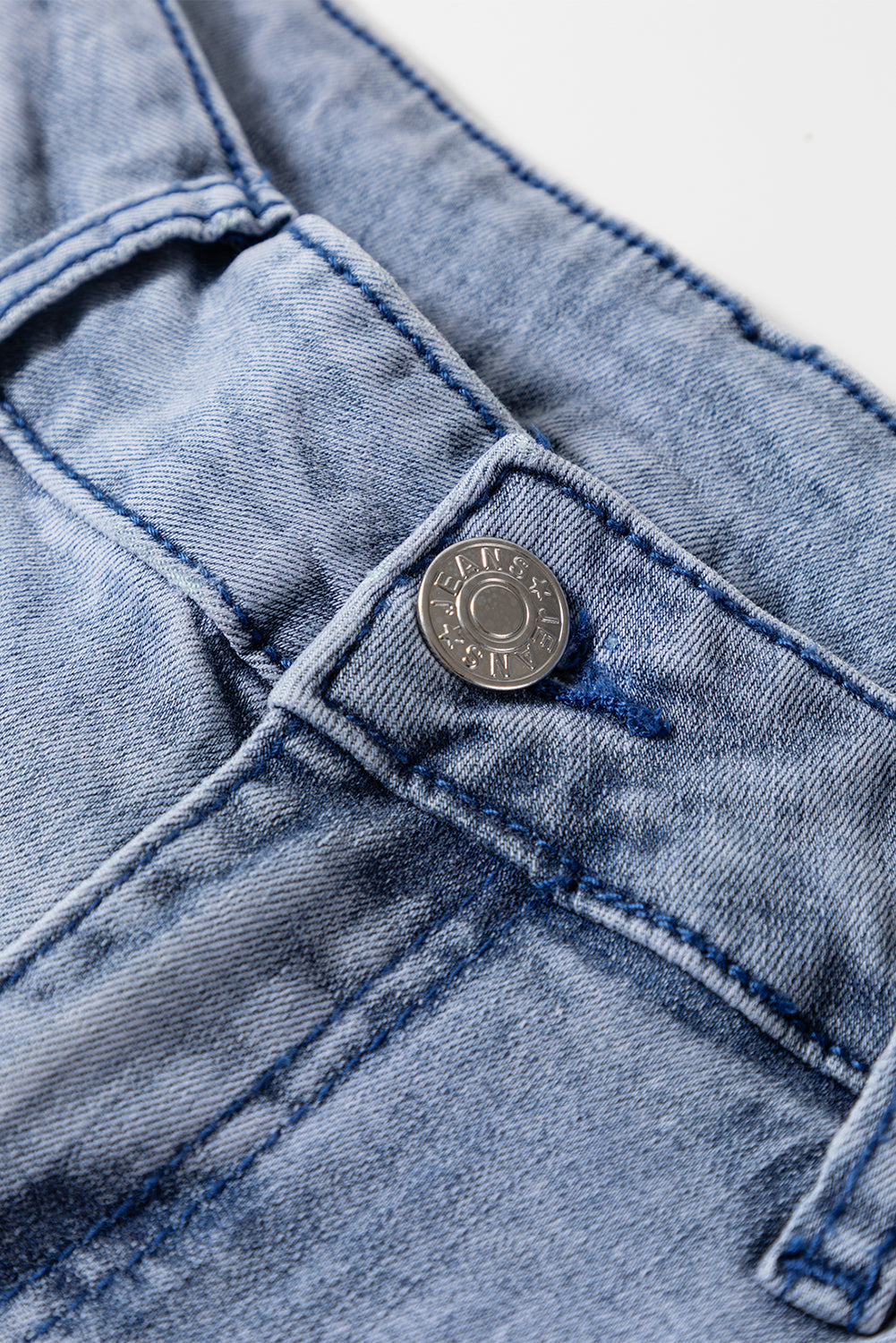 Dirty blue Button Zip High Waist Flared Hem Jeans