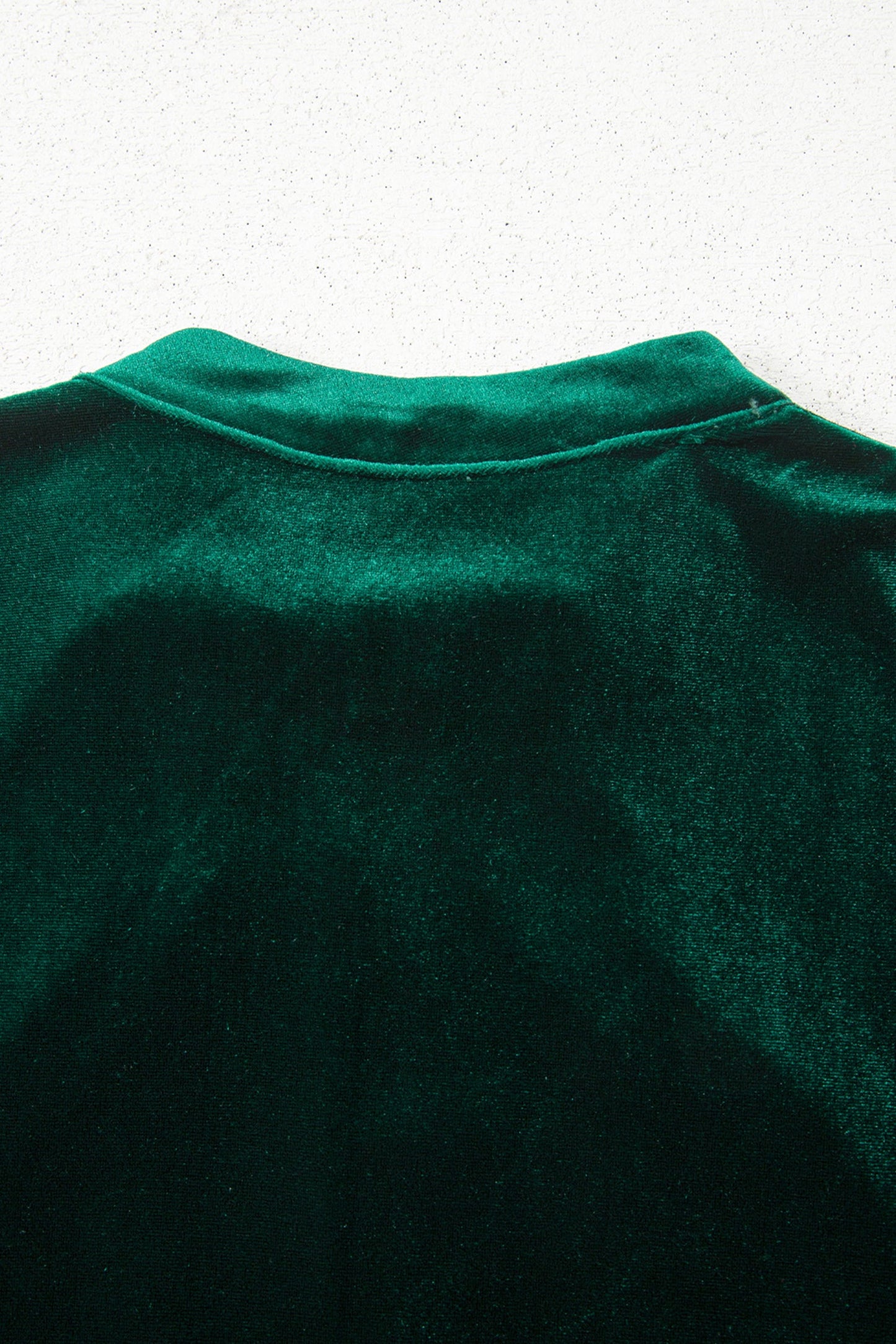 Evergreen Asymmetric Button Keyhole Neck Long Sleeve Velvet Blouse