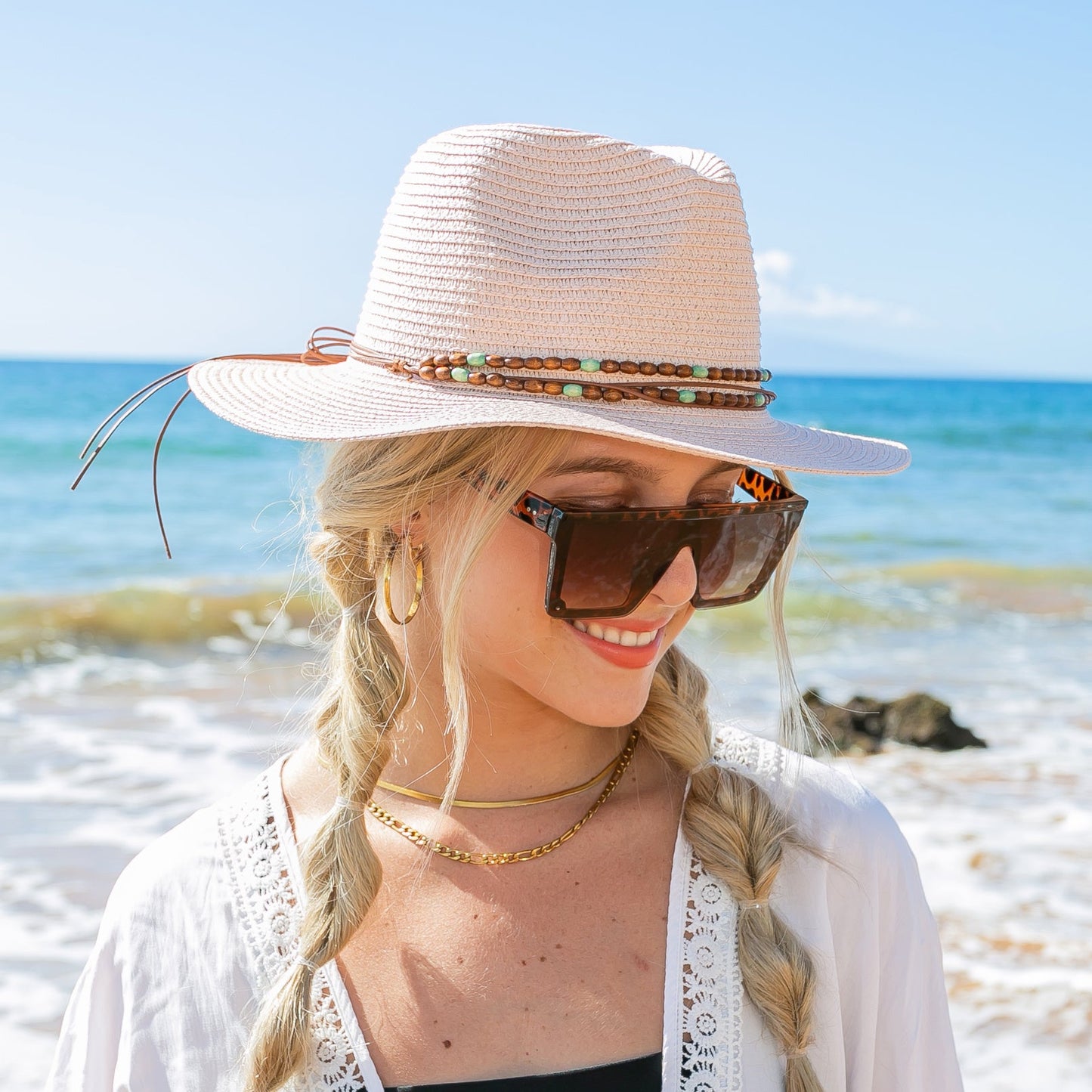 Boho Accent Panama Hat