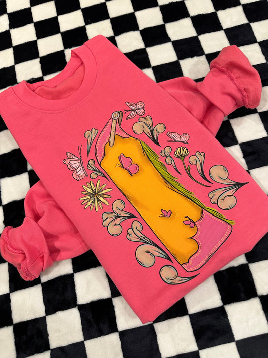 Pink Cowgirl Floral Chaps Crewneck