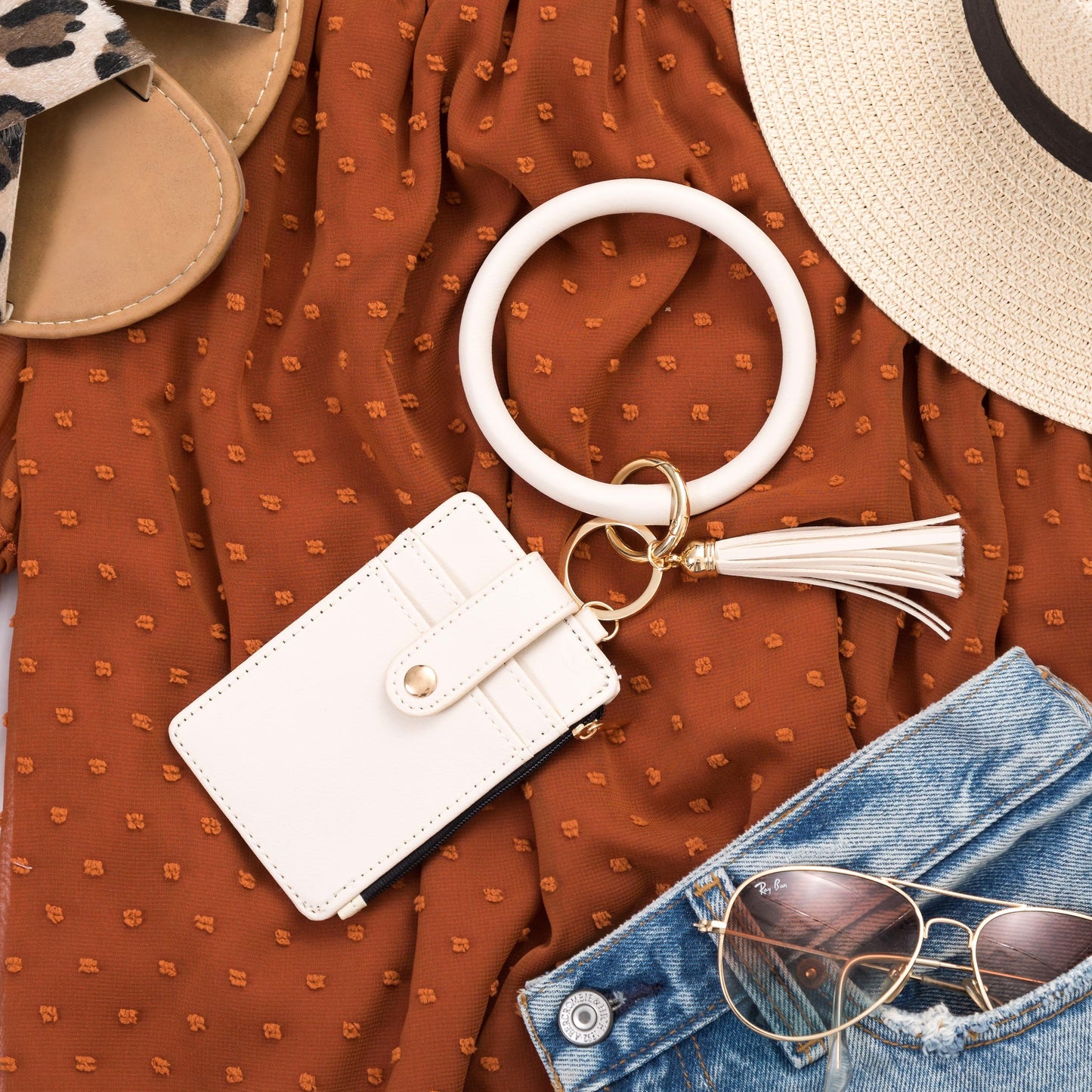 Key Ring ID Wallet Zip Bracelet