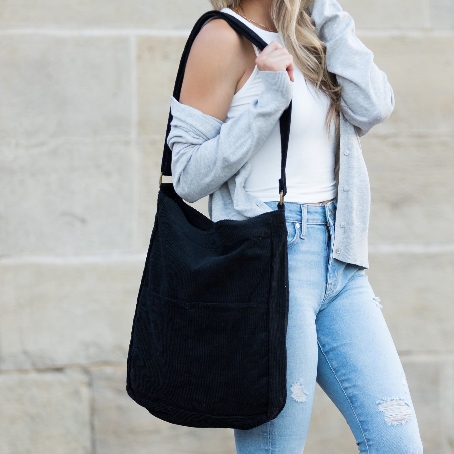 Corduroy Messenger Bag