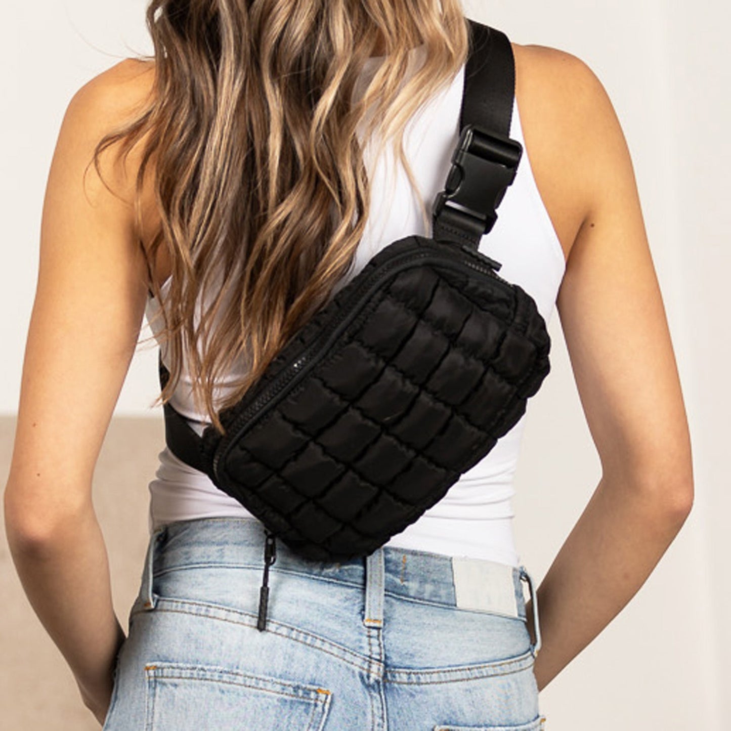 Evyn Quilted Puffer Sling Crossbody Belt Bum Fanny Waist Bag