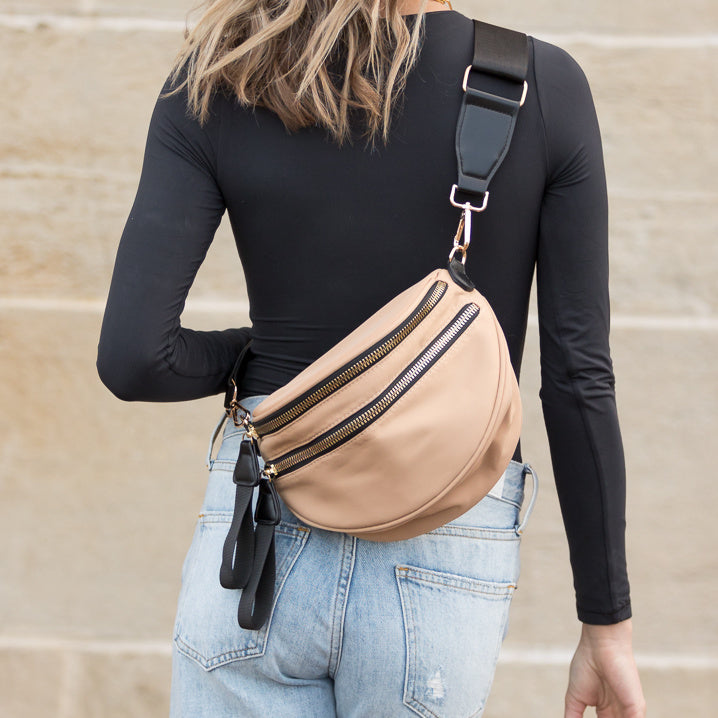 Gia Double Zip Nylon Crescent Sling