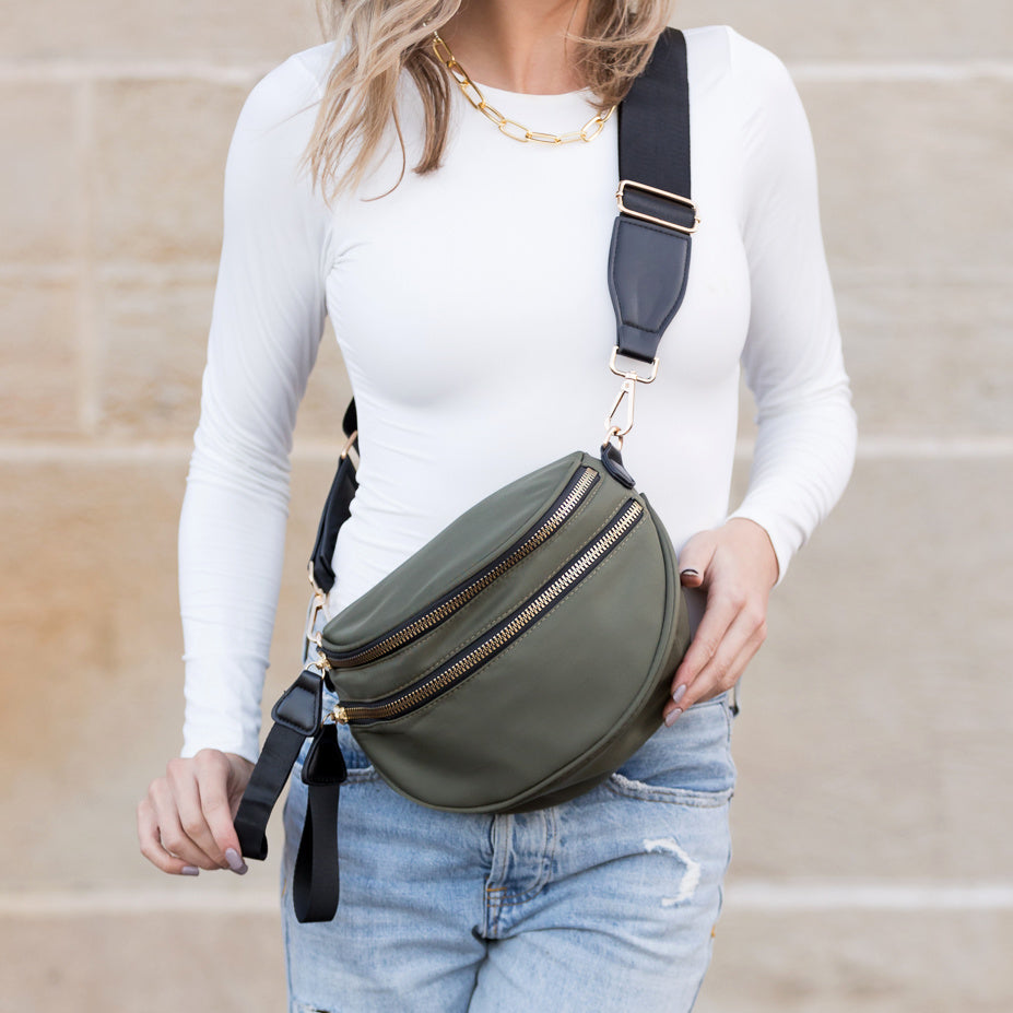 Gia Double Zip Nylon Crescent Sling