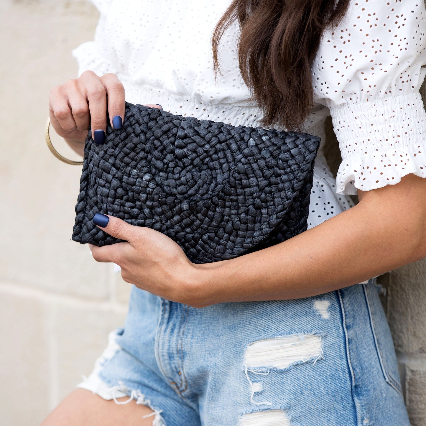 Foldover Straw Clutch