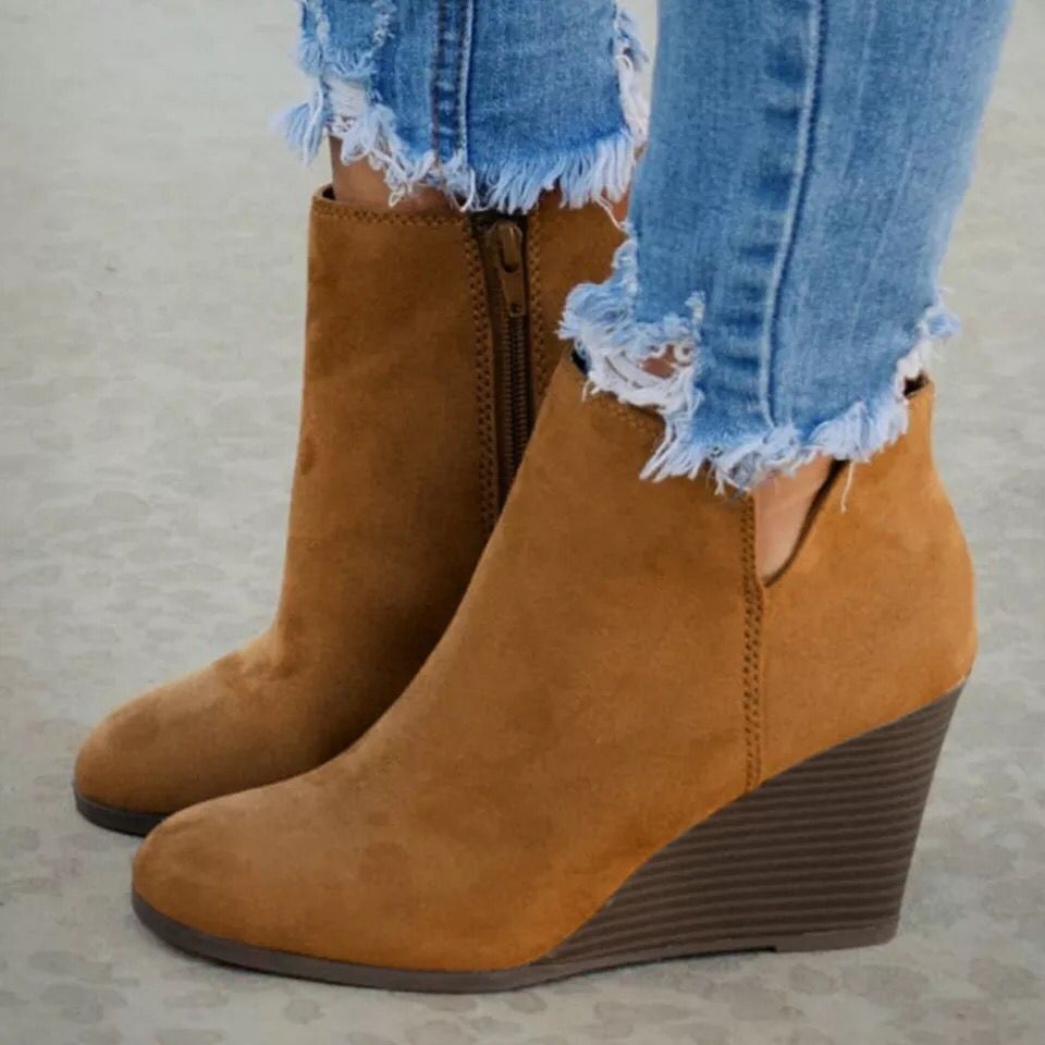 High Heel Ankle Boots with Side Zip