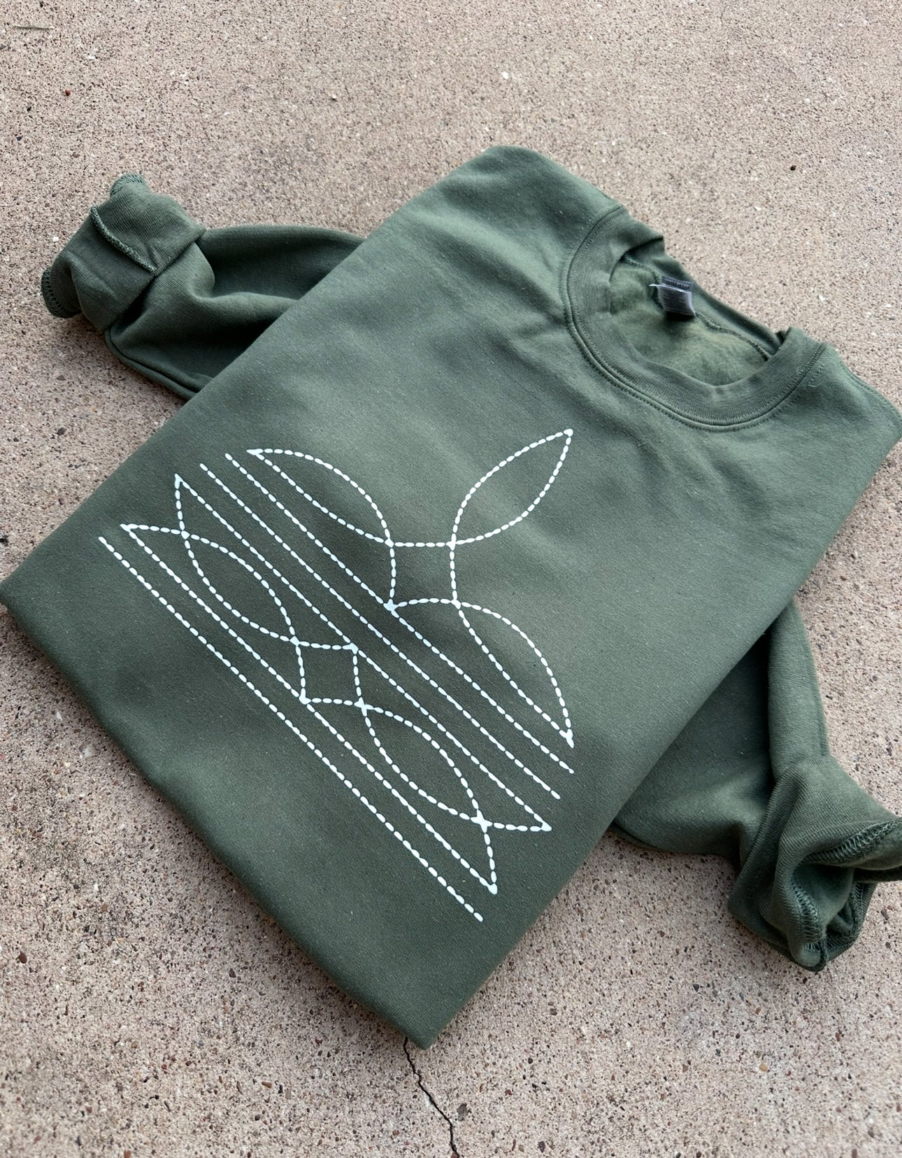 Green Boot Stitch Graphic Tee & Crewneck