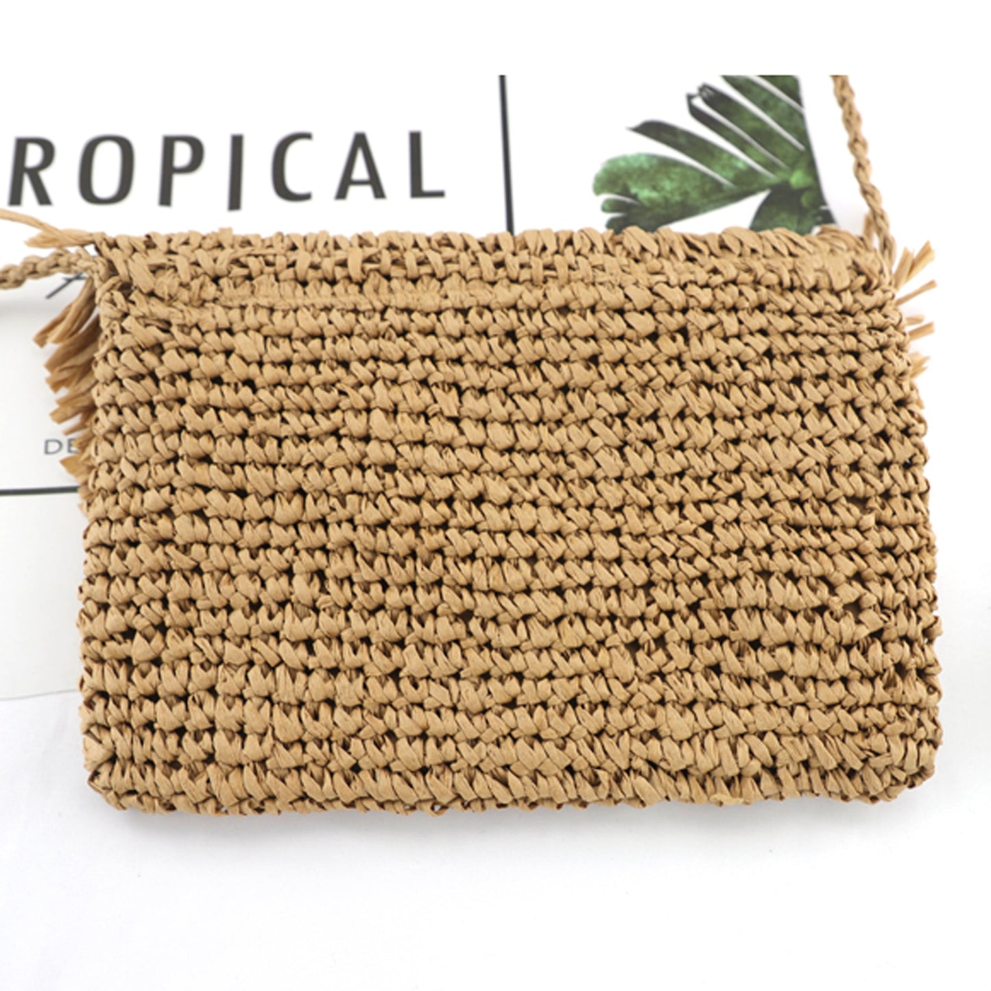 Sofia Foldover Straw Crossbody Bag