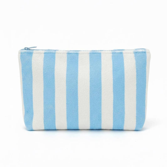 Striped Terry Cloth Cosmetic Pouch Bag: Blue