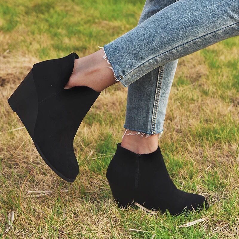High Heel Ankle Boots with Side Zip