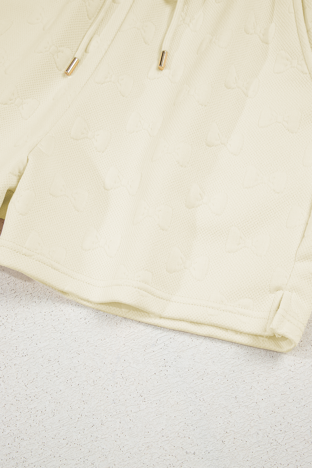 White Bow Jacquard Ruffle Sleeve Short 2pcs Outfit