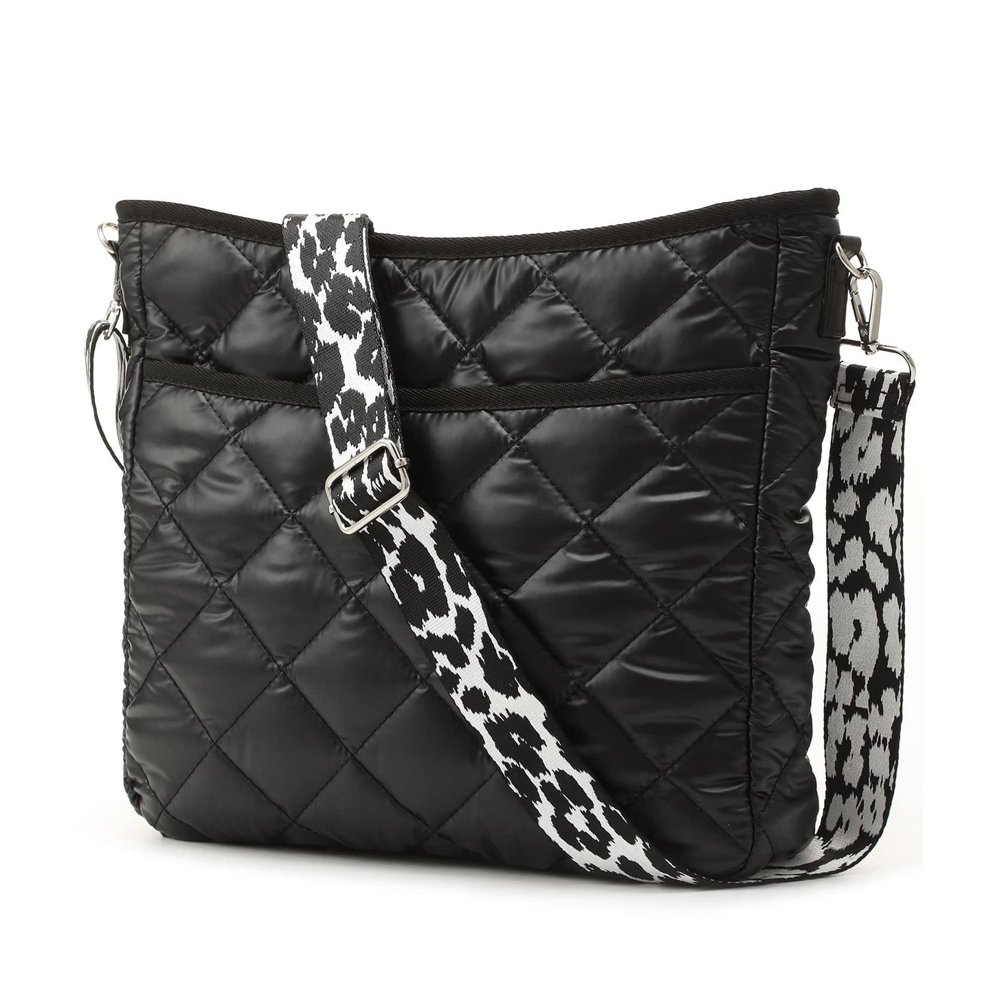 Jenna Quilted Puffer Leopard Crossbody Bag