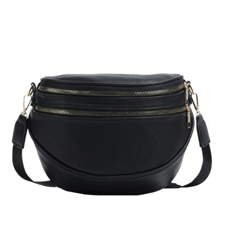 Sabrina Double Zip Leather Crescent Sling