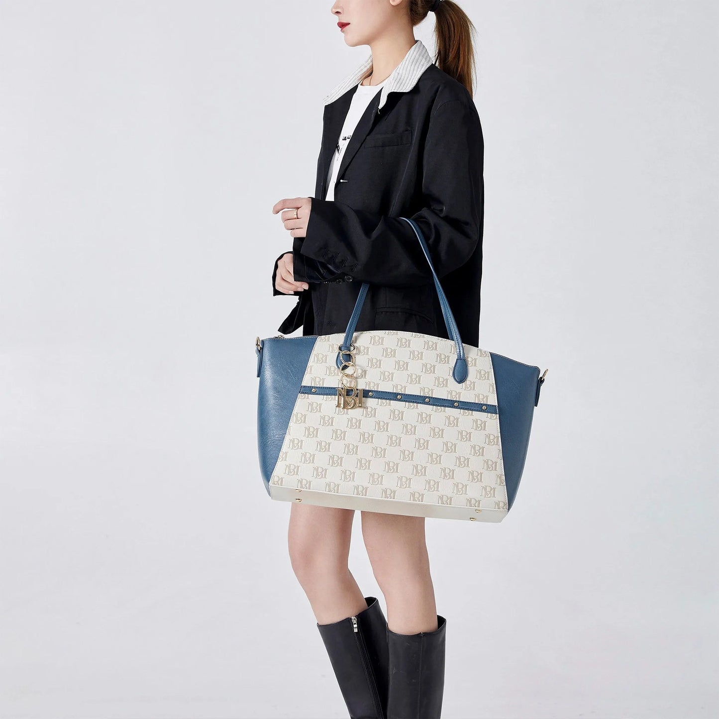 Caroline Vegan Leather Monogram Weekender Duffel Bag