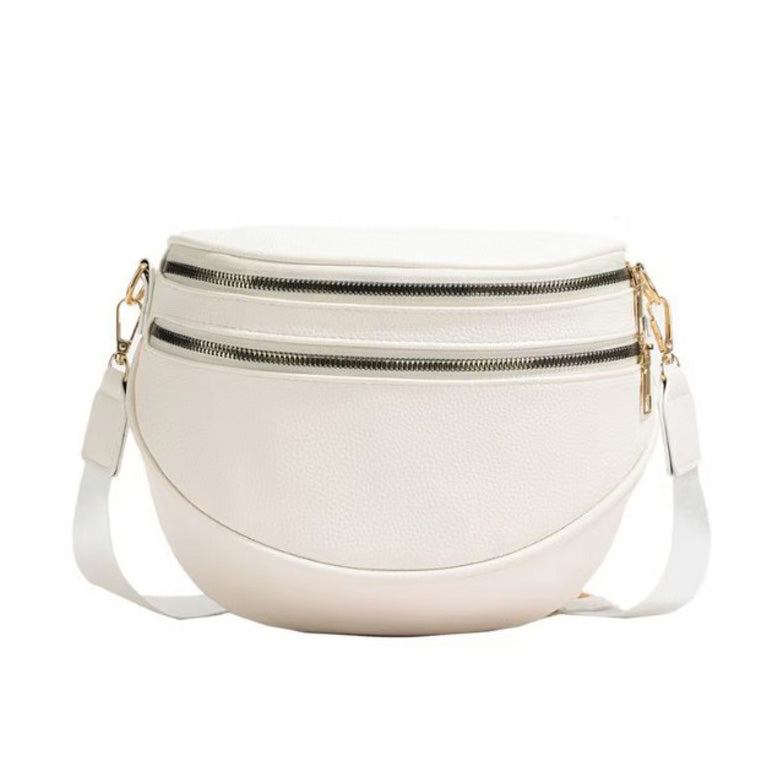 Sabrina Double Zip Leather Crescent Sling