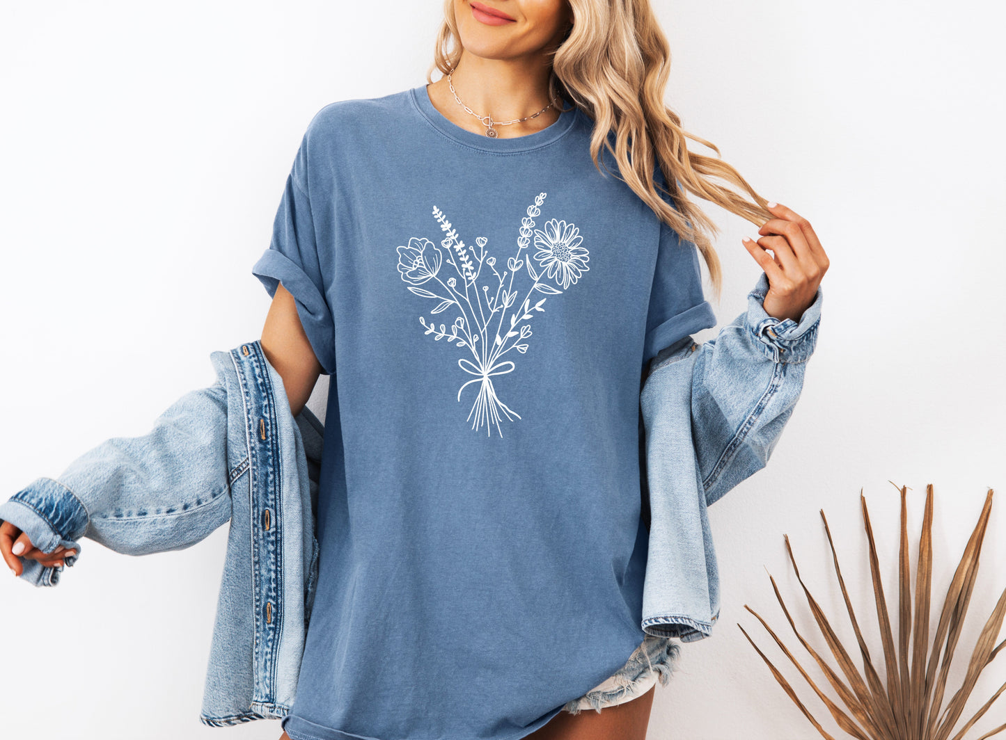 Botanical Bouquet Wildflowers Plant Nature Garment Dyed T Shirt