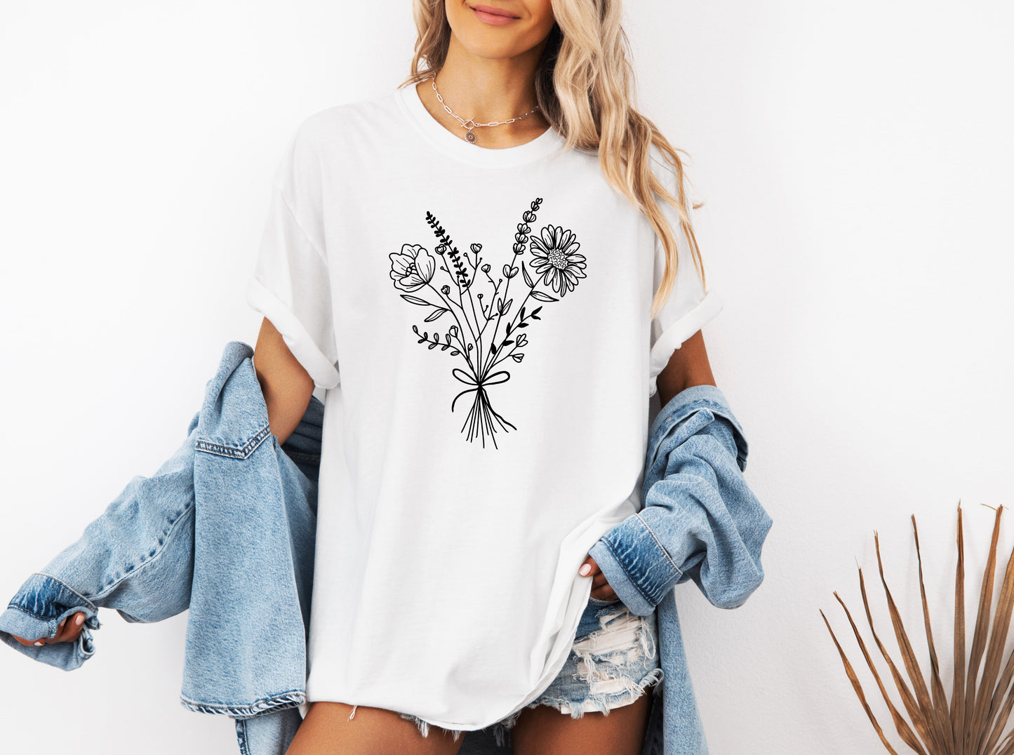 Botanical Bouquet Wildflowers Plant Nature Garment Dyed T Shirt