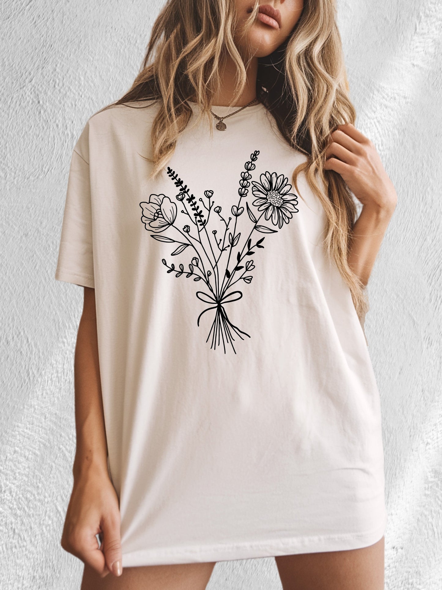 Botanical Bouquet Wildflowers Plant Nature Garment Dyed T Shirt