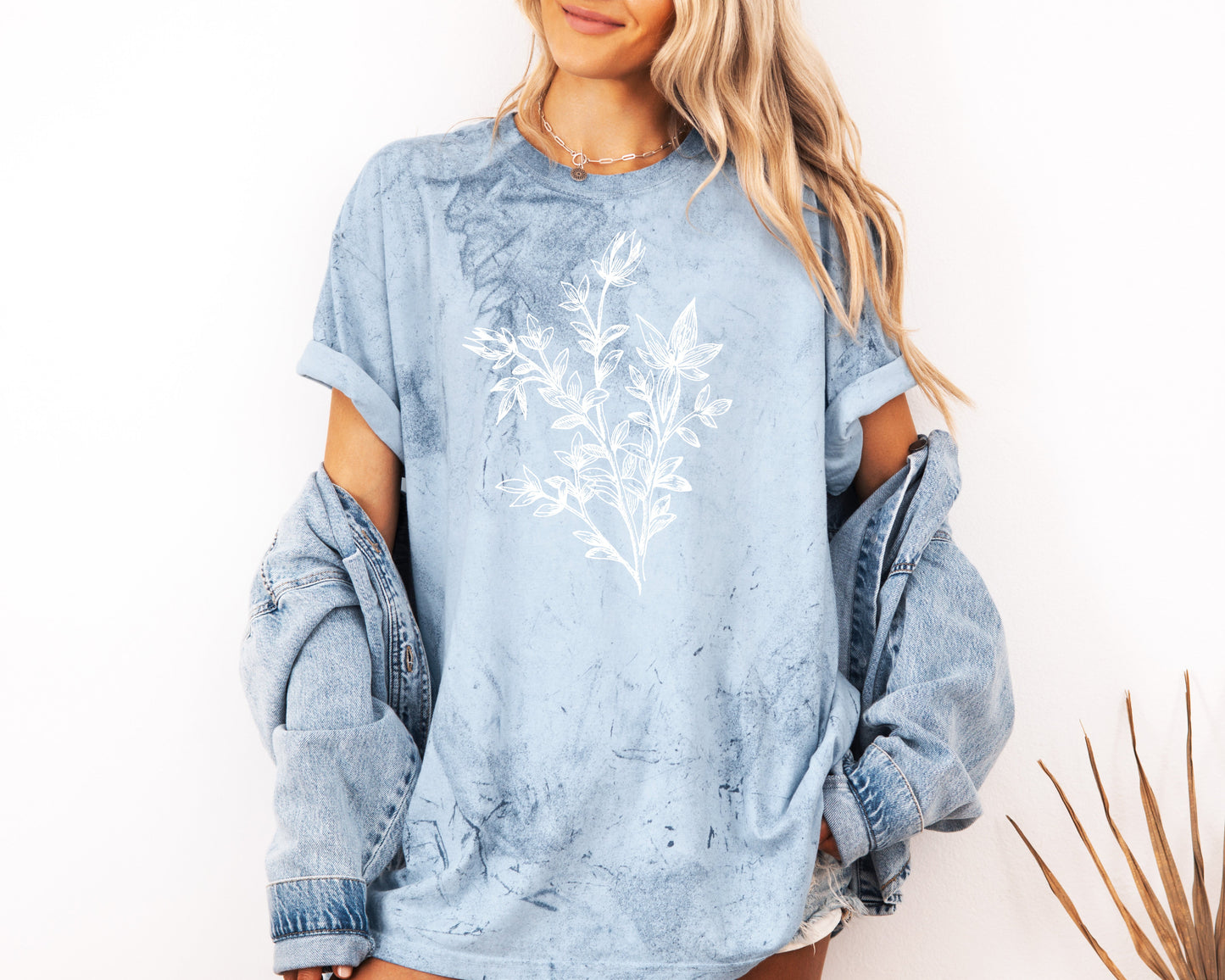 Botanical Plant Nature Garment Dyed T Shirt