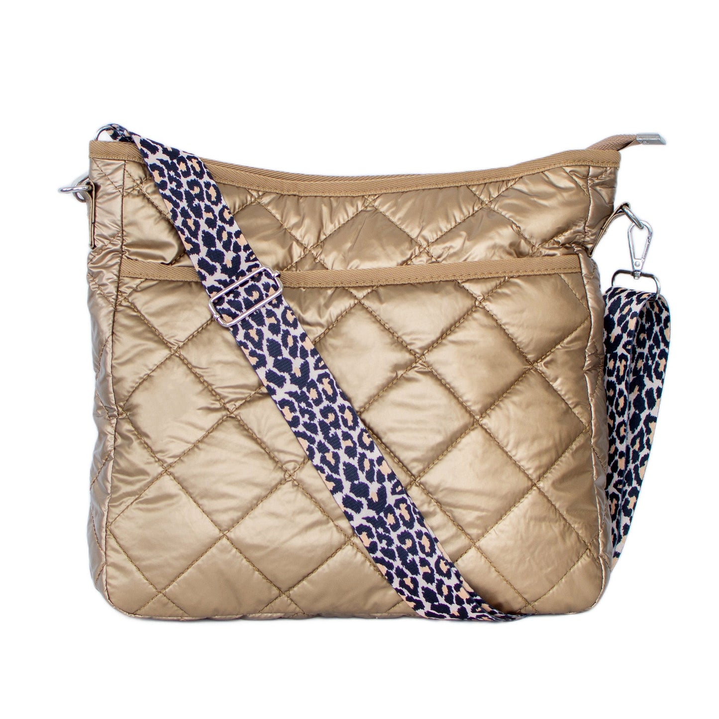 Jenna Quilted Puffer Leopard Crossbody Bag