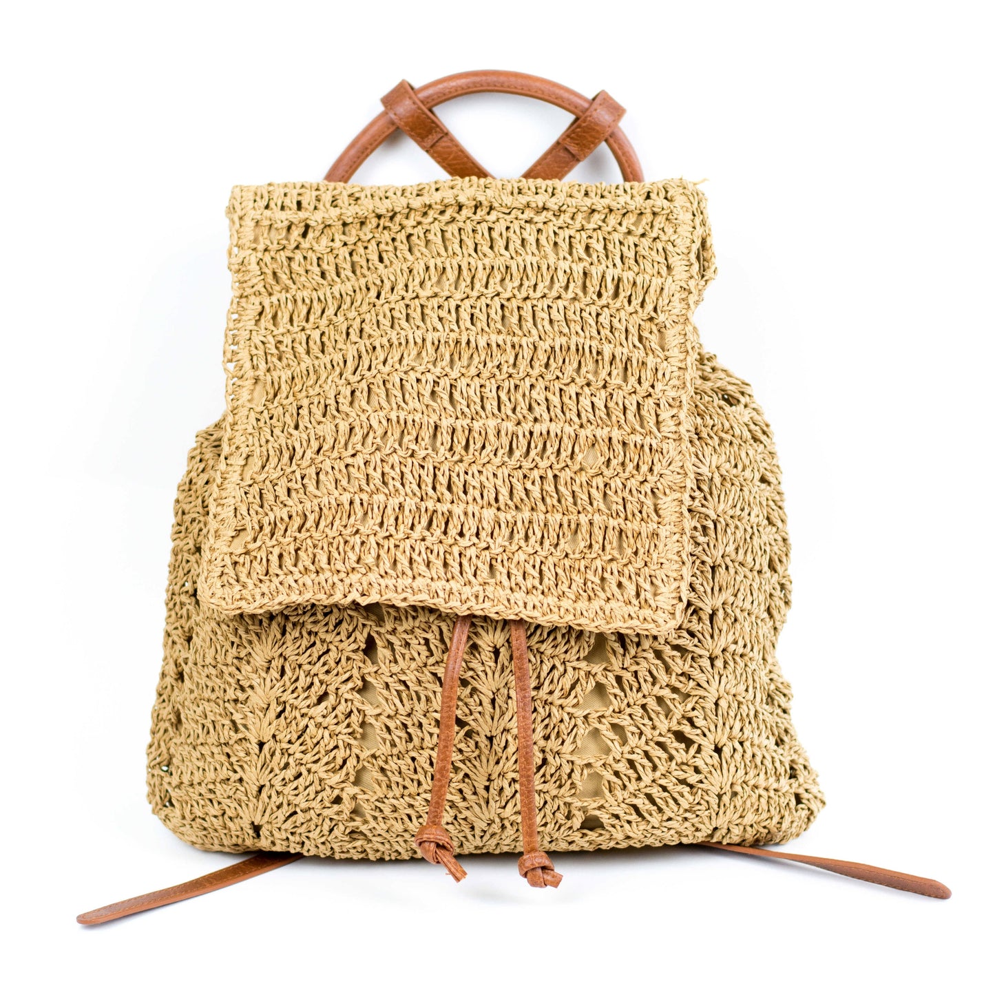 Woven Straw Backpack