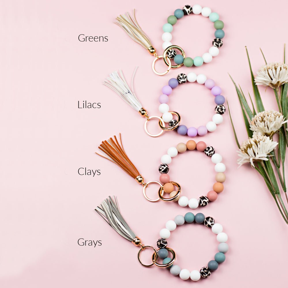 Silicone Monochromatic Key Ring Bracelet