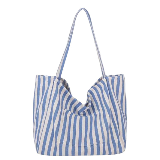 Kelley Oversized Stripe Tote in Blue & White