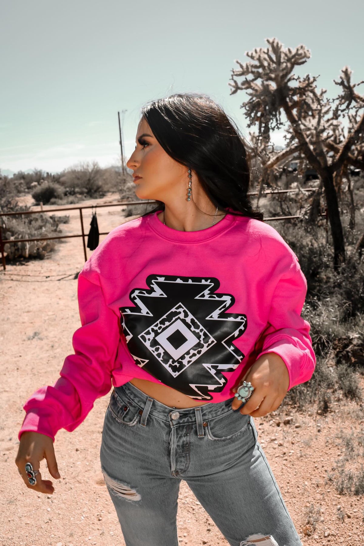 Pink Aztec Pink & Black Aztec Western Graphic – ZEN