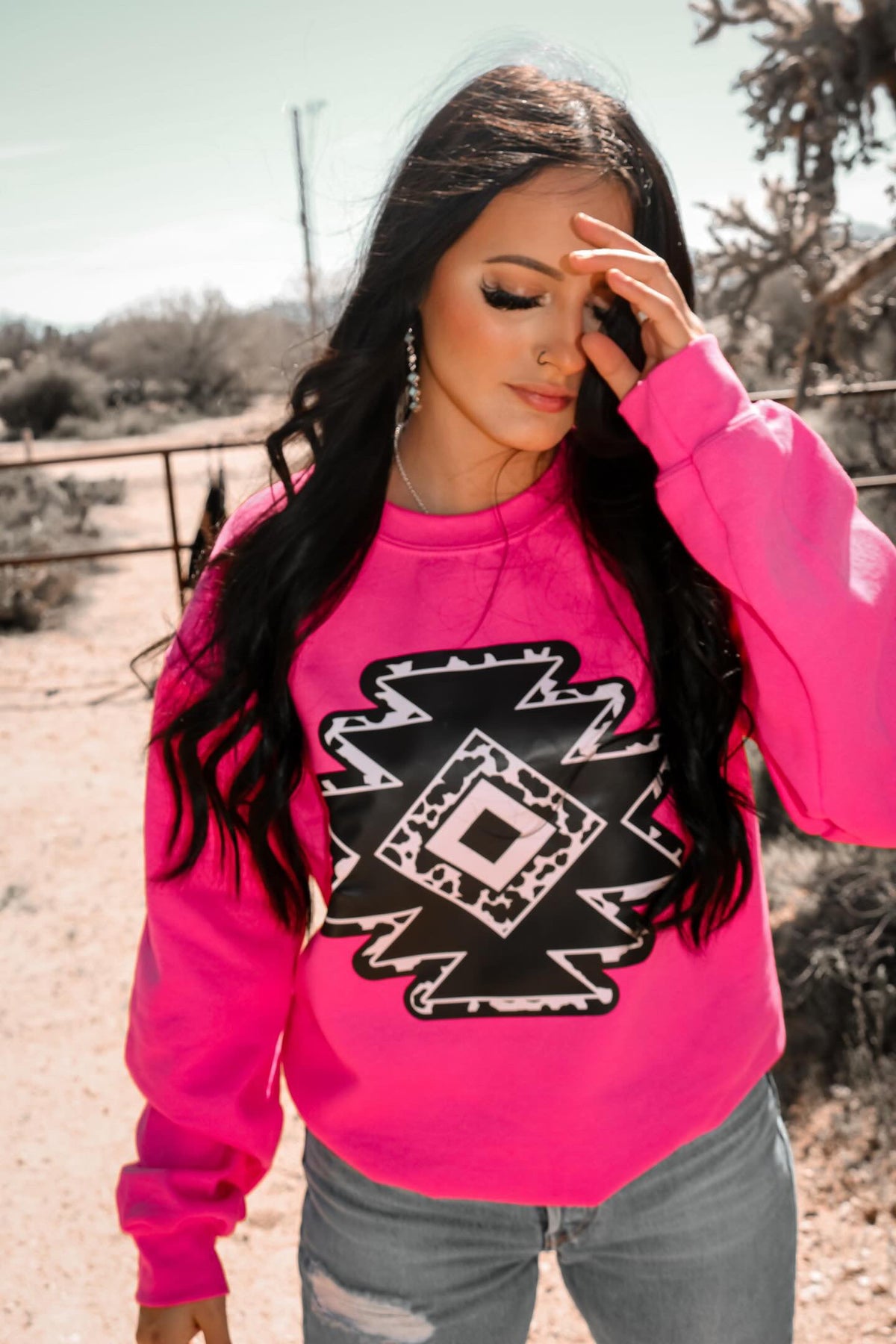 Pink Aztec Pink & Black Aztec Western Graphic – ZEN