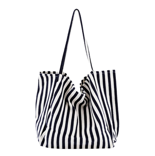 Kelley Oversized Stripe Tote in Black & White