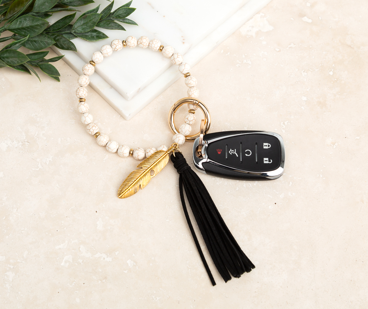 Boho Stone Key Ring Bracelet