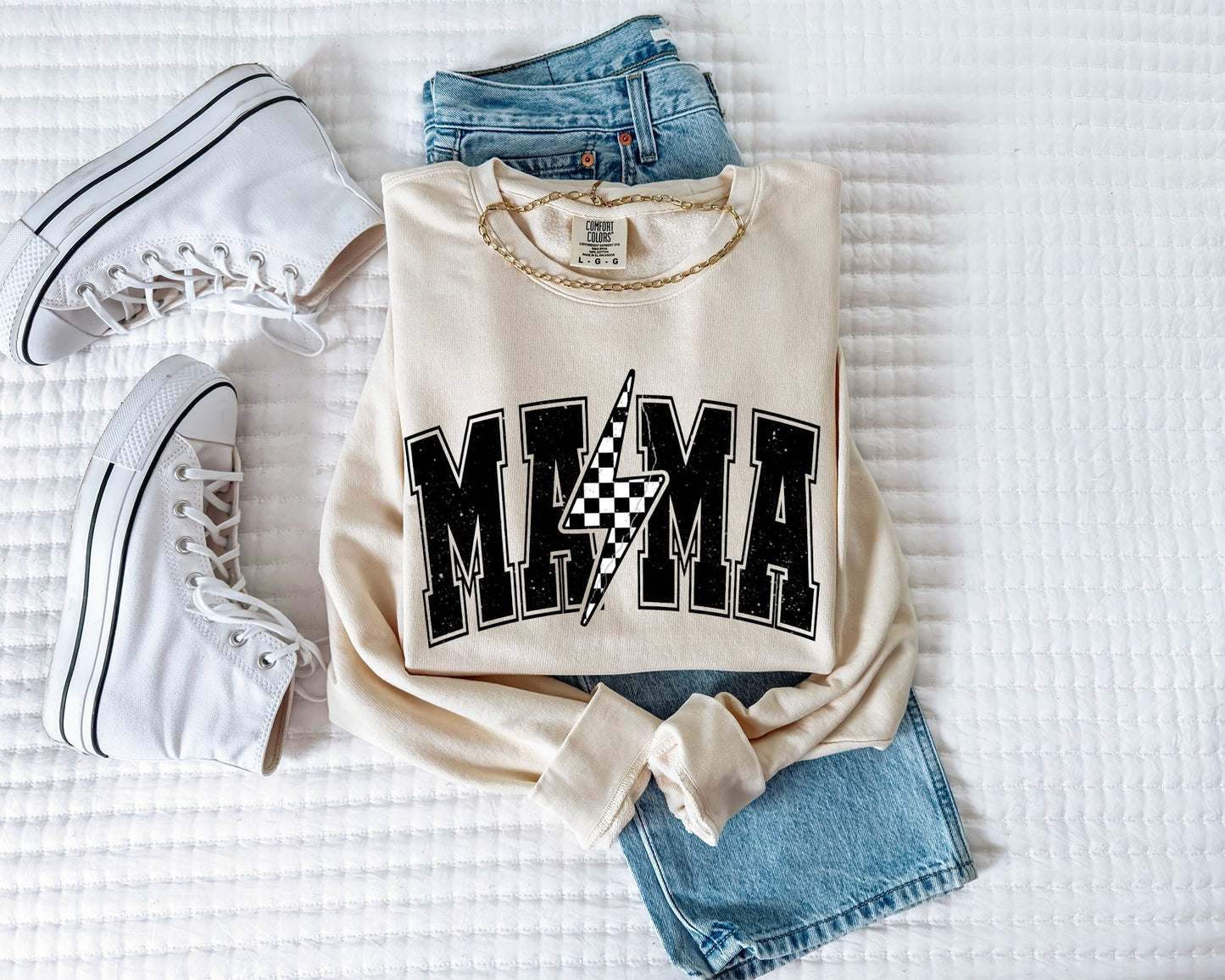 Mama Lightning Garment Dyed Comfort Colors Sweatshirt (Condensed)