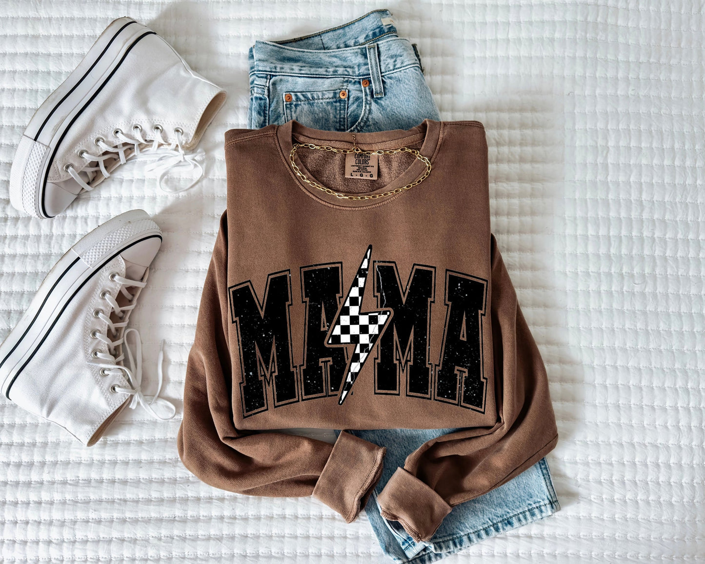 Mama Lightning Garment Dyed Comfort Colors Sweatshirt (Condensed)