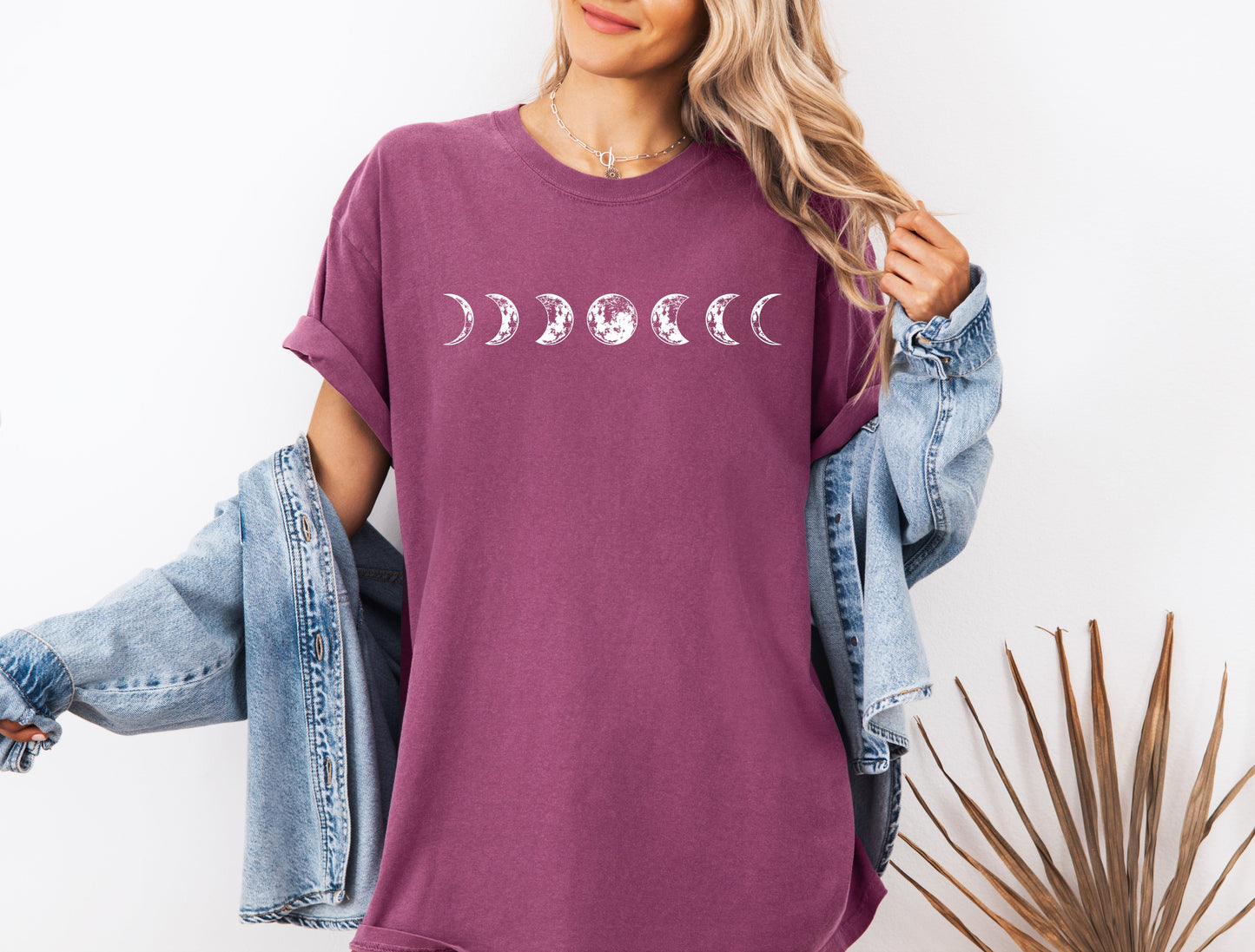 Moon Phase Nature Summer Vacation Camping Garment Dyed T Shirt