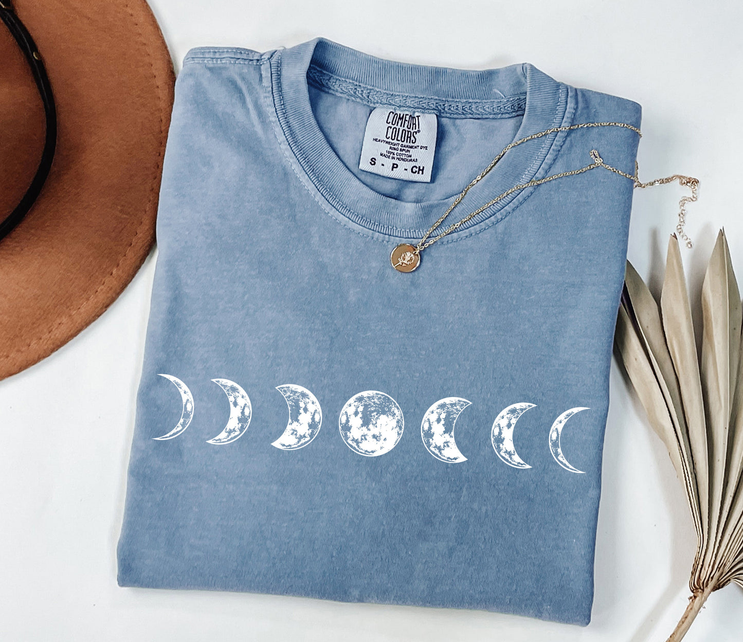 Moon Phase Nature Summer Vacation Camping Garment Dyed T Shirt