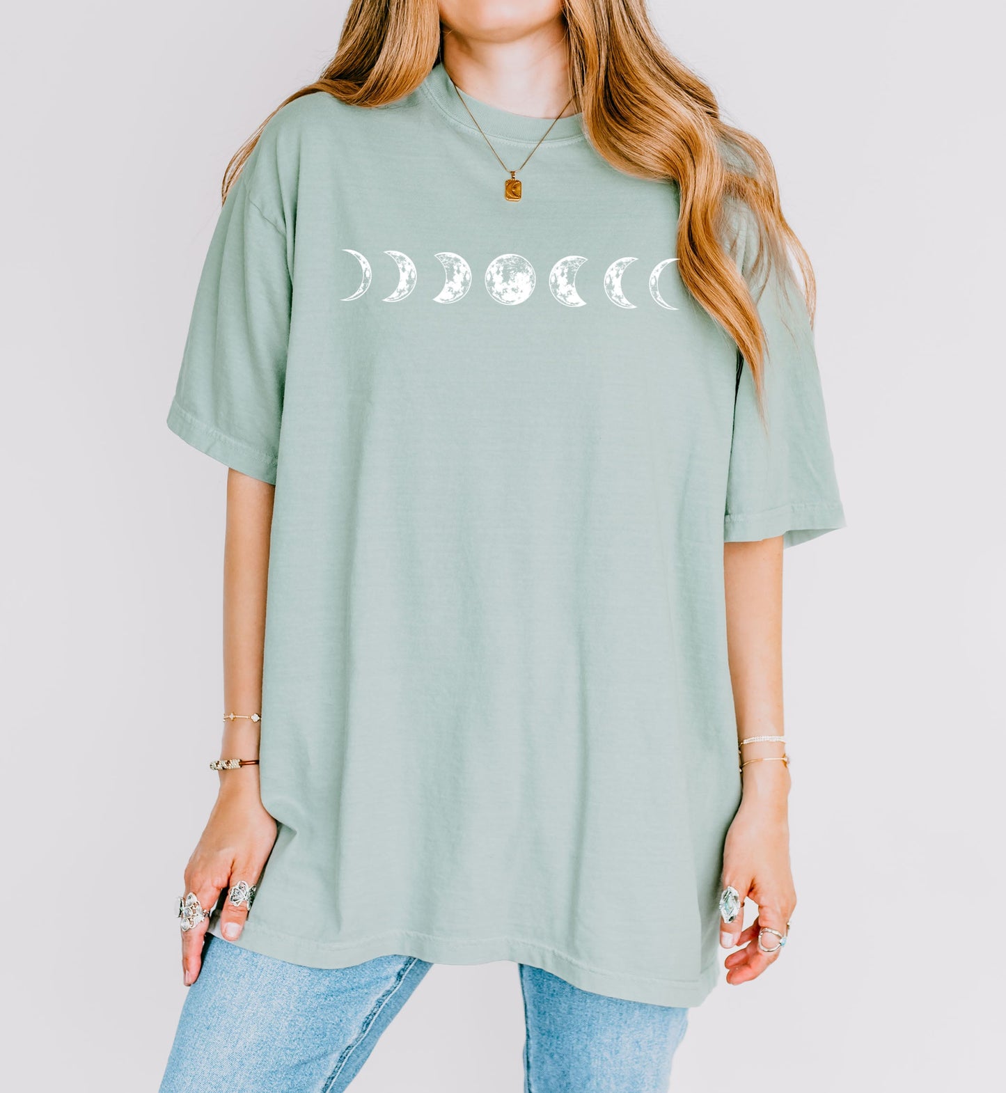 Moon Phase Nature Summer Vacation Camping Garment Dyed T Shirt