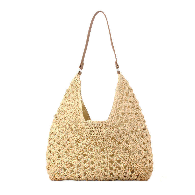 Dahlia Woven Straw Shoulder Bag