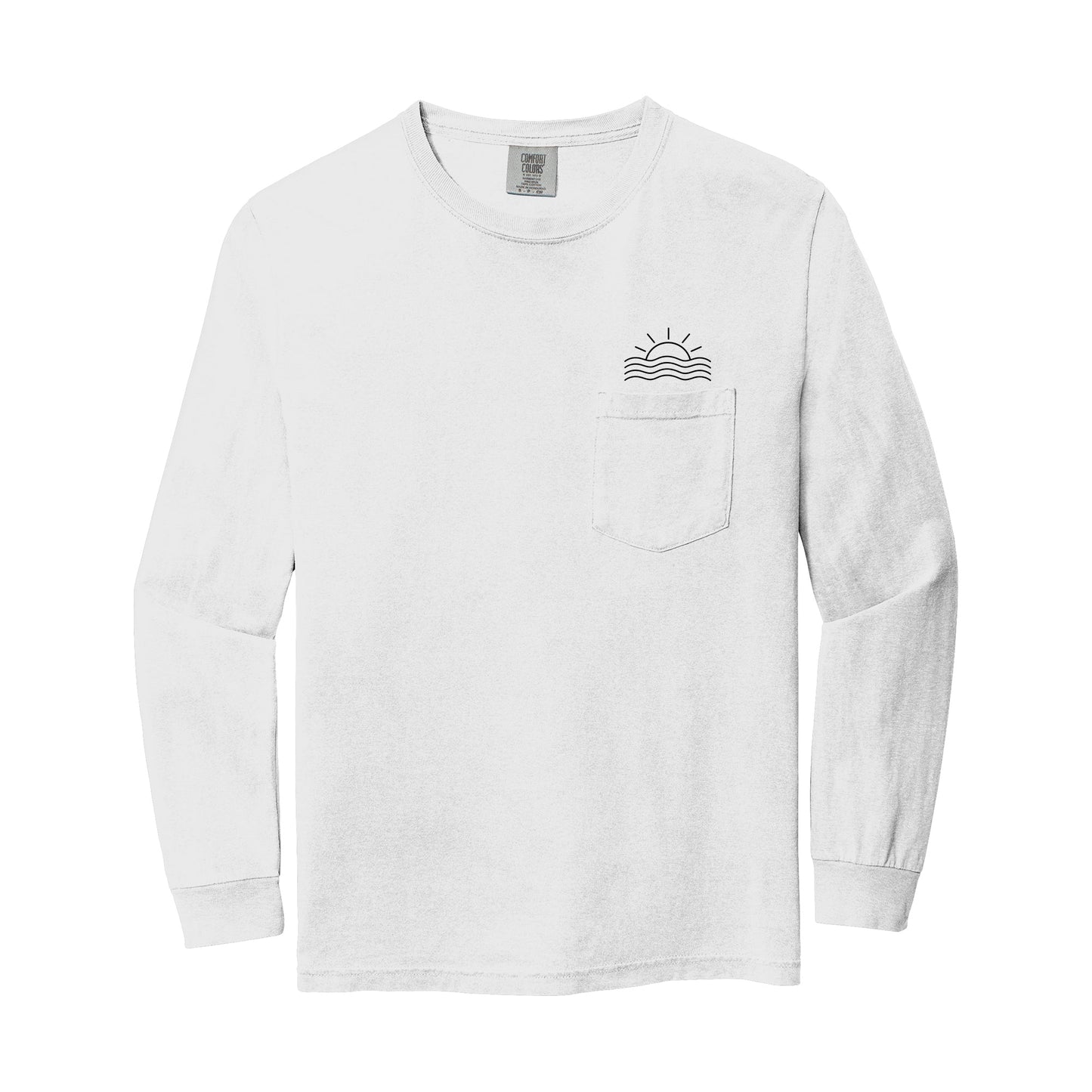 Sun & Wave Lake Beach Vacation Pocket Comfort Colors Long Sleeve Shirt