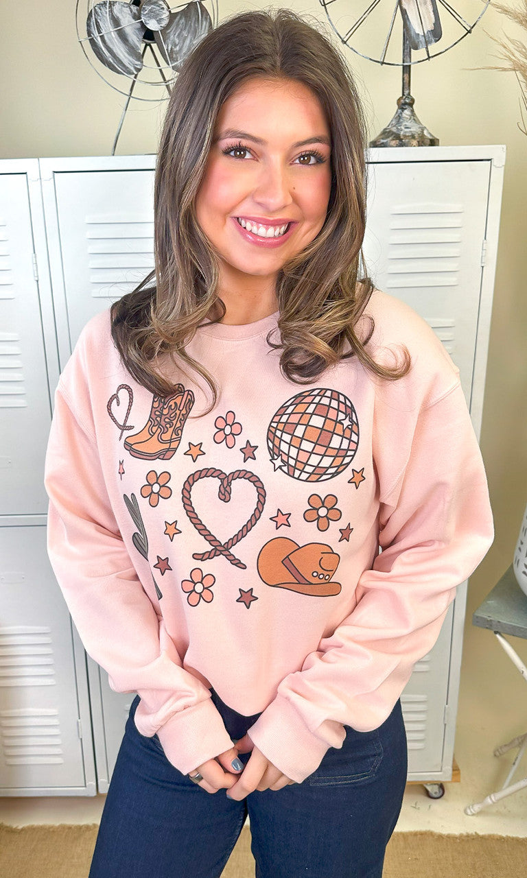 Howdy Heart Cowboy Graphic Sweatshirt
