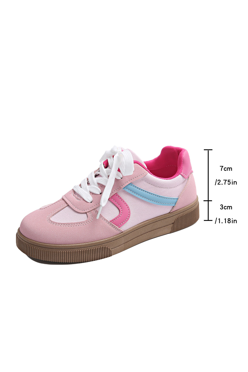 Pink Striped Patchwork Lace Up Sneakers