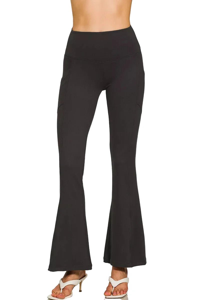 Zenana Brushed Dty Microfiber Flare Pants