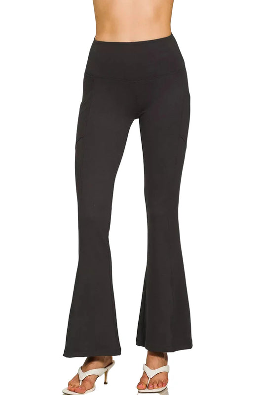 Zenana Brushed Dty Microfiber Flare Pants