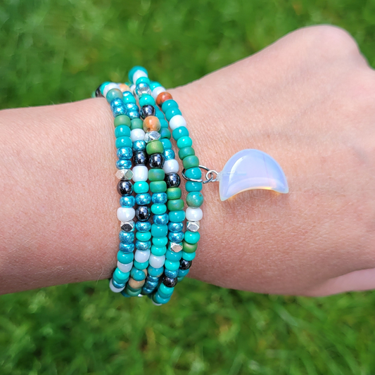 Bohemian Ocean-Inspired Beaded Wrap Bracelet