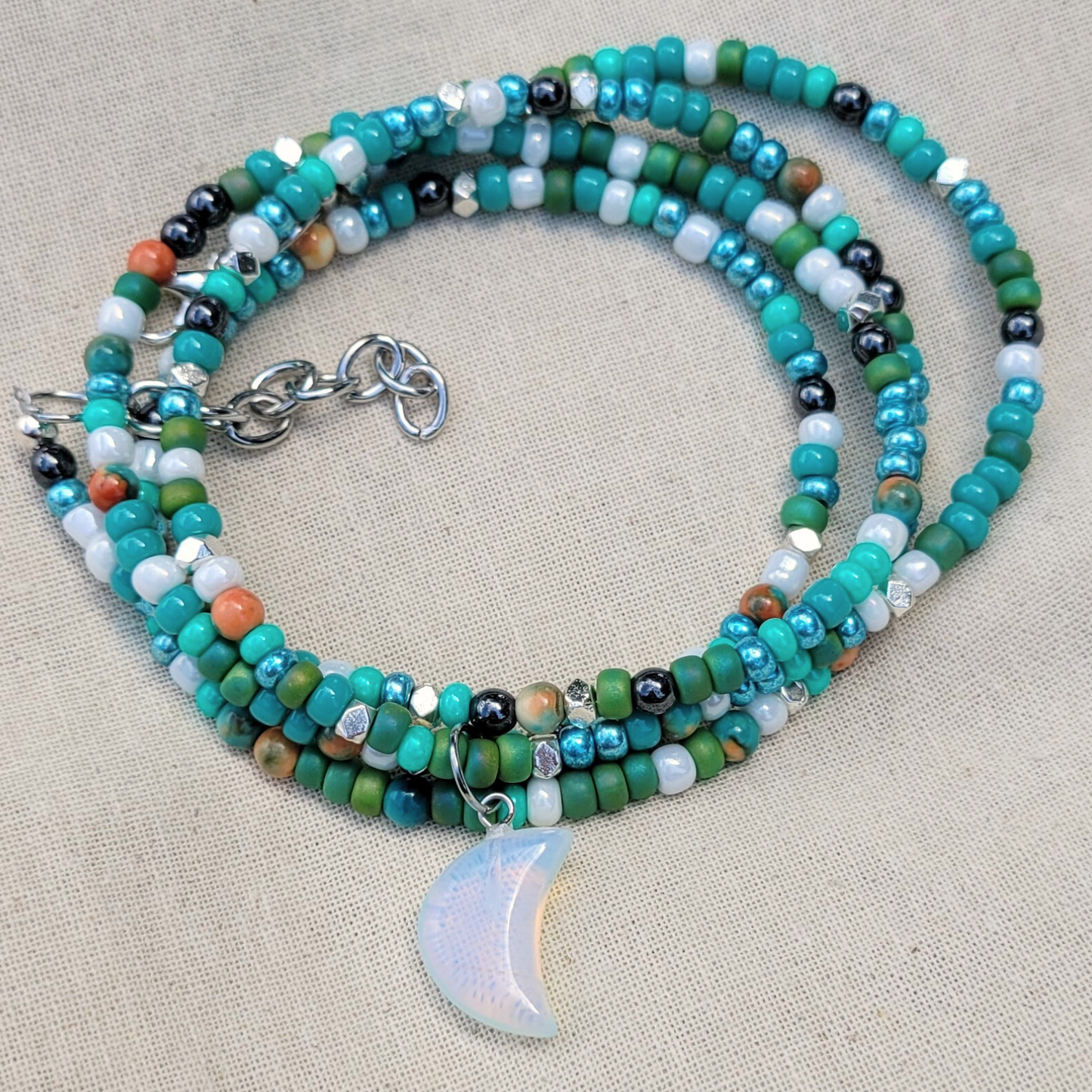 Bohemian Ocean-Inspired Beaded Wrap Bracelet