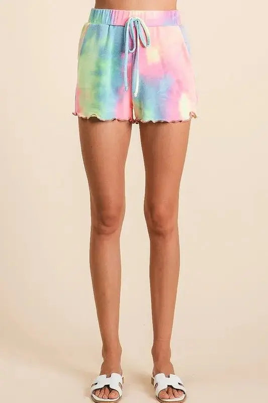 Women's Loungewear Set - Tie Dye French Terry - Top & Shorts 2-Piece