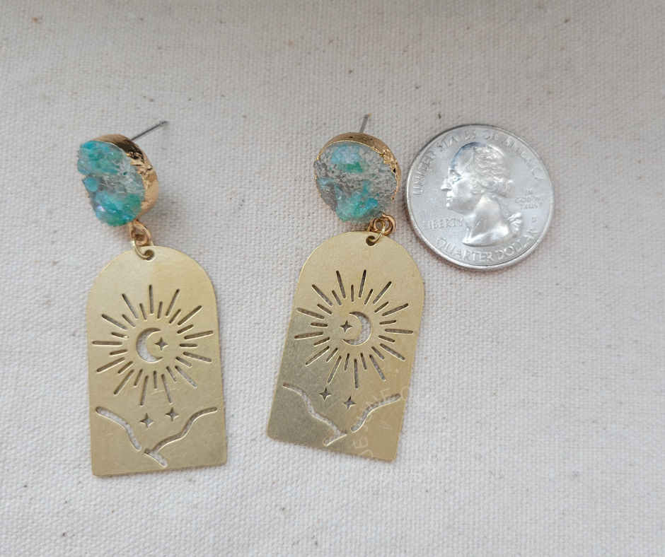 Boho Druzy Dangle Earrings | Bohemian Jewelry